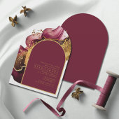 抽象芸術きらめくブライダルシャワーレッドアーチID1018 招待状