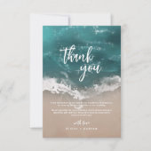 抽象芸術きらめくムーディ海ビーチ結婚式 サンキューカード (正面)