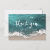 抽象芸術きらめくムーディ海ビーチ結婚式 サンキューカード (正面)
