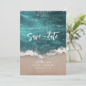 抽象芸術きらめくムーディ海ビーチ結婚式 セーブザデート (スタンド正面)