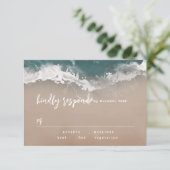 抽象芸術きらめくムーディ海ビーチ結婚式 出欠カード (スタンド正面)
