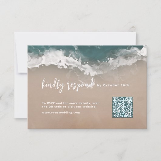 抽象芸術きらめくムーディ海ビーチQRコード 出欠カード (正面)