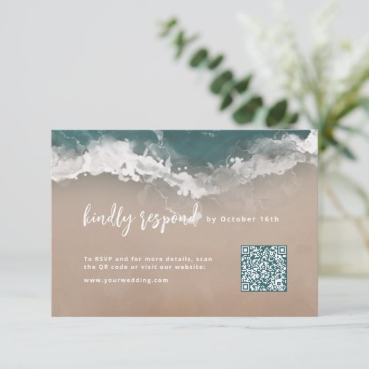 抽象芸術きらめくムーディ海ビーチQRコード 出欠カード (スタンド正面)