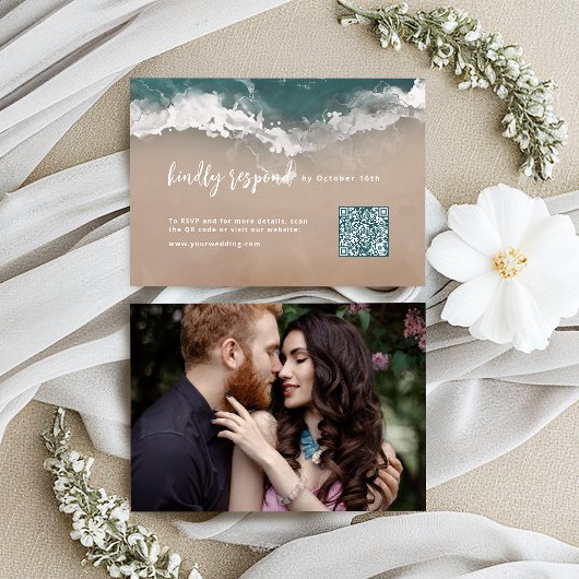 抽象芸術きらめくムーディ海ビーチQRコード 出欠カード