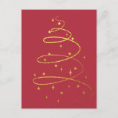 抽象芸術きらめく金ゴールドクリスマスツリー シーズンポストカード (正面)