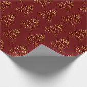 抽象芸術きらめく金ゴールド、ブルゴーニュのクリスマスツリー ラッピングペーパー (角)