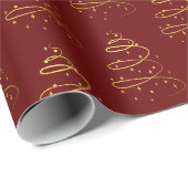 抽象芸術きらめく金ゴールド、ブルゴーニュのクリスマスツリー ラッピングペーパー (ロールコーナー)