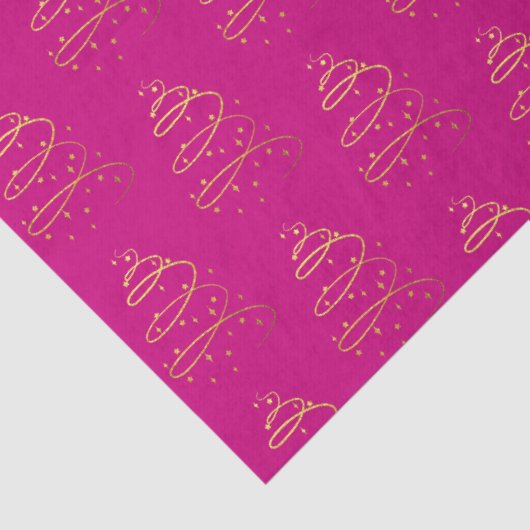 抽象芸術きらめく金ゴールド、マゼンタクリスマスツリー 薄葉紙 (詳細)