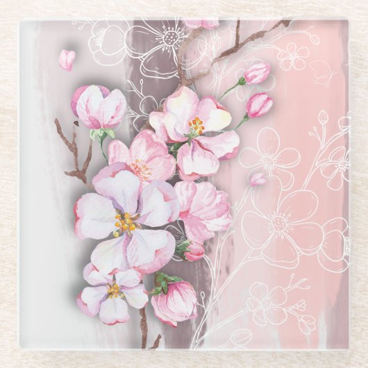 抽象芸術さくらんぼフラムズガラスコースター ガラスコースター (正面)