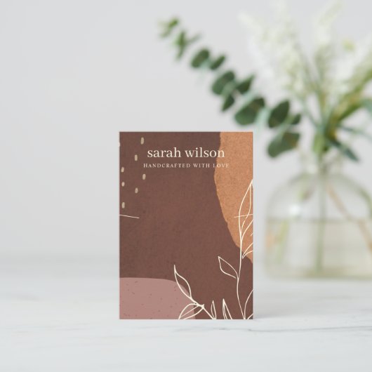 抽象芸術さびオレンジの葉の葉のネックレスディスプレイ 名刺 (スタンド正面)