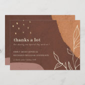 抽象芸術さびオレンジ色の葉結婚の サンキューカード (正面/裏面)