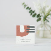 抽象芸術さびセラミックのテクスチャーTERRACOTTA斑点 スクエア名刺 (スタンド正面)