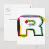 抽象芸術とカラフル文字R ポストカード (正面/裏面)