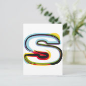抽象芸術とカラフル文字S ポストカード (スタンド正面)