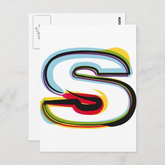 抽象芸術とカラフル文字S ポストカード (正面/裏面)