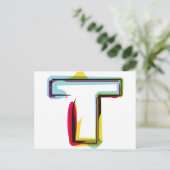 抽象芸術とカラフル文字T ポストカード (スタンド正面)