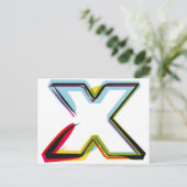 抽象芸術とカラフル文字X ポストカード (スタンド正面)