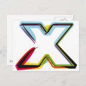 抽象芸術とカラフル文字X ポストカード (正面/裏面)
