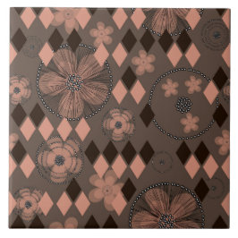 抽象芸術とシャクナゲ タイル