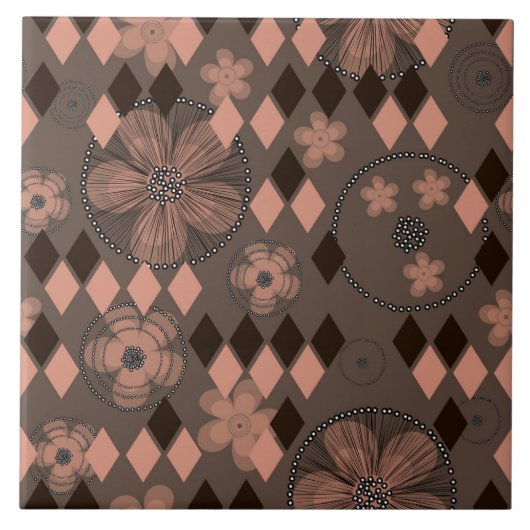 抽象芸術とシャクナゲ タイル (正面)