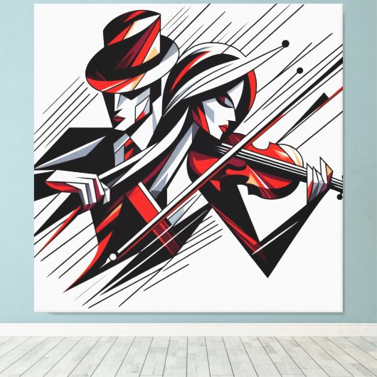 抽象芸術とバイオリン キャンバスプリント (インサイチュ (ウッドフロア))