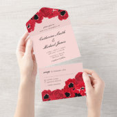 抽象芸術とバラ オールインワン招待状 (貼ってはがせる)