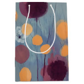 抽象芸術とピンクの花 ミディアムペーパーバッグ (正面)