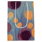 抽象芸術とピンクの花 ミディアムペーパーバッグ (裏面)