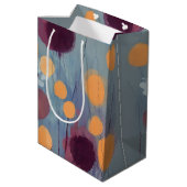 抽象芸術とピンクの花 ミディアムペーパーバッグ (裏面アングル)