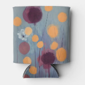 抽象芸術とピンクの花 缶クーラー (正面)