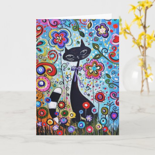 抽象芸術とフローラエレガントモダン空白の カード (黄色い花)