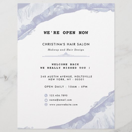 抽象芸術とミニマリストのブルーウォーター色 チラシ (裏面)