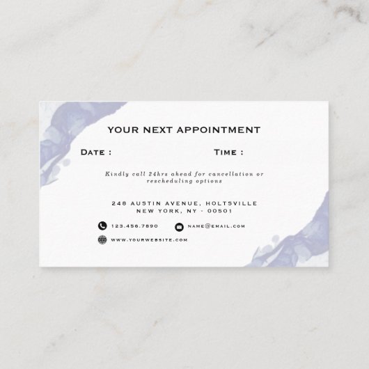 抽象芸術とミニマリストのブルーウォーター色 予約カード (裏面)