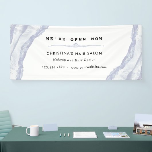 抽象芸術とミニマリストの青い水彩 横断幕 (トレードショー)