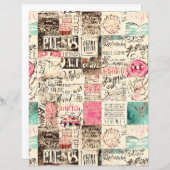 抽象芸術とメッセージのコラージュのスクラップブック紙 (正面/裏面)