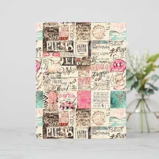 抽象芸術とメッセージのコラージュのスクラップブック紙 (スタンド正面)