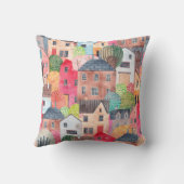 抽象芸術と家のシームレスなパターン。水彩  クッション (裏面)