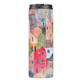 抽象芸術と家のシームレスなパターン。水彩  タンブラー (裏面)