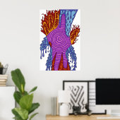 抽象芸術と水の衝突 ポスター (ホームオフィス)