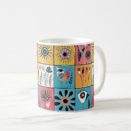 抽象芸術と花 コーヒーマグカップ