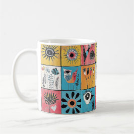 抽象芸術と花 コーヒーマグカップ