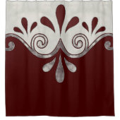 抽象芸術と銀の装飾的な形 シャワーカーテン (正面)