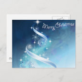 抽象芸術と魔法の雪片クリスマスツリー シーズンポストカード (正面/裏面)