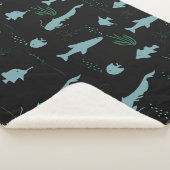 抽象芸術と魚類の水中模様 シェルパブランケット (3/4)