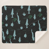 抽象芸術と魚類の水中模様 シェルパブランケット (正面(横))