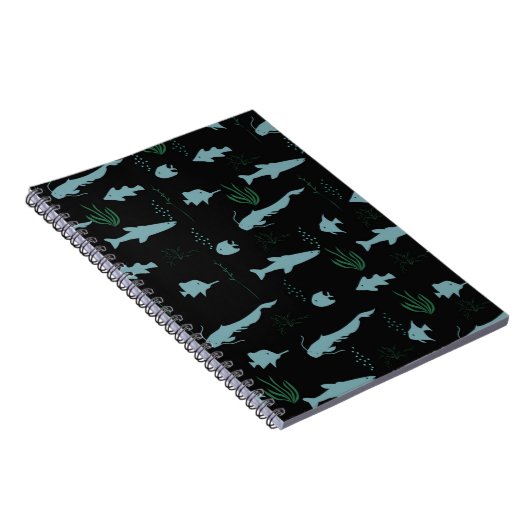 抽象芸術と魚類の水中模様 ノートブック (右側)