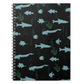 抽象芸術と魚類の水中模様 ノートブック (正面)