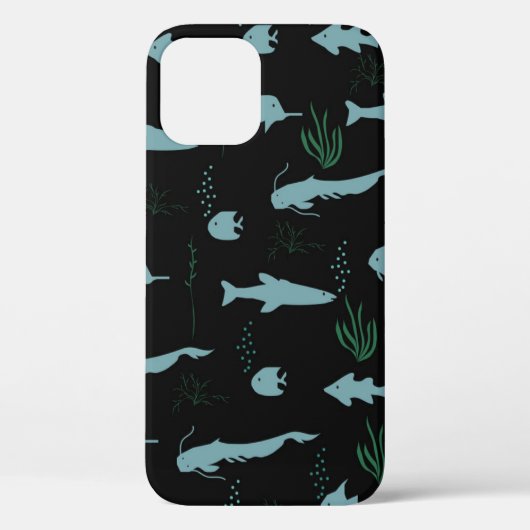 抽象芸術と魚類の水中模様 Case-Mate iPhoneケース (裏面)