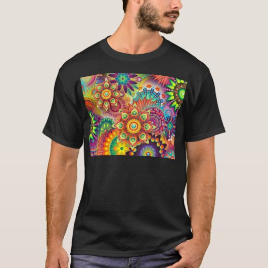 抽象芸術によって、花、illustartion、色は、色が開花します tシャツ (正面)