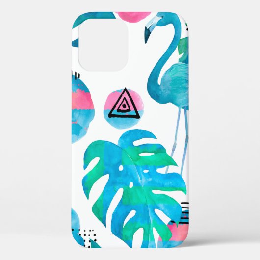 抽象芸術に水色のフラミンゴとランダムな元素 Case-Mate iPhoneケース (裏面)